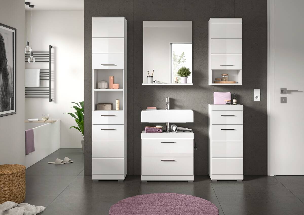 Badezimmer-Set Scout weiß weiß Hochglanz B/H/T: ca. 164x191x37 cm