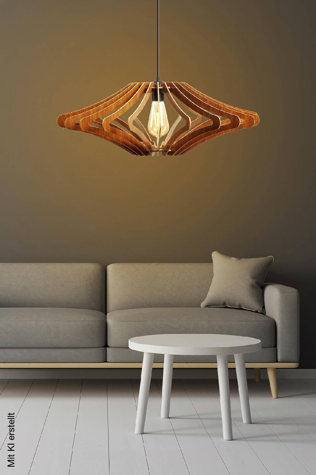 Opviq Pendelleuchte nussbaum MDF B/H/T/L/D: ca. 59x55x59x59x59 cm E27 1 Brennstellen