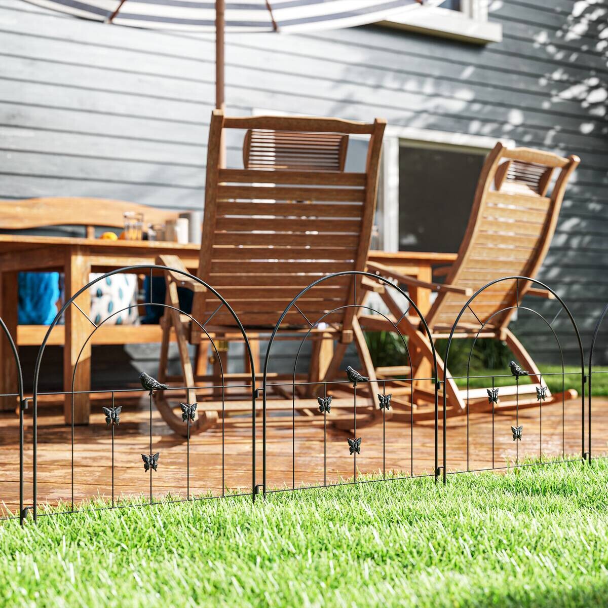 Outsunny Gartenzaun schwarz Stahl B/H/L: ca. 1x70x300 cm