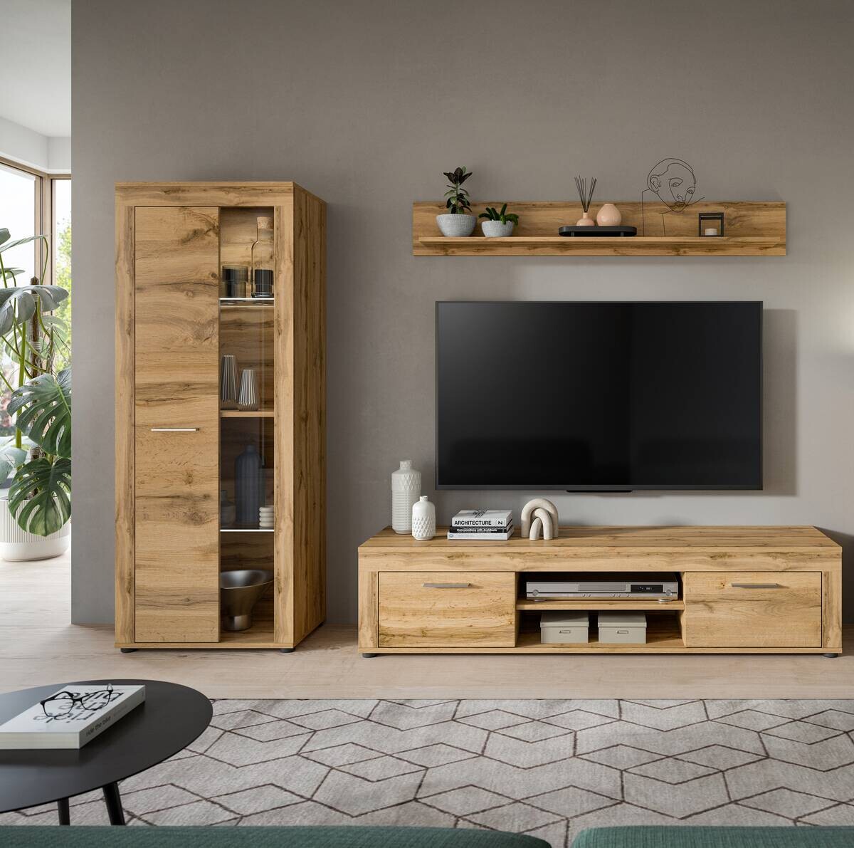 Wohnwand Jam Eiche Wotan Nachbildung B/H/T: ca. 235x159x35 cm