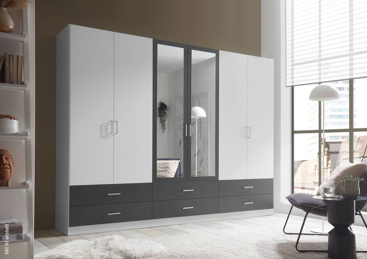 Kleiderschrank Janne weiß Graphit B/H/T: ca. 272x211x55 cm