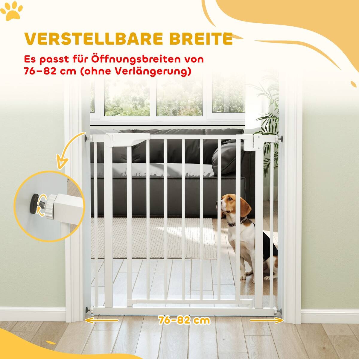 PawHut Treppenschutzgitter weiß B/H/T/L: ca. 3x76x3x81 cm