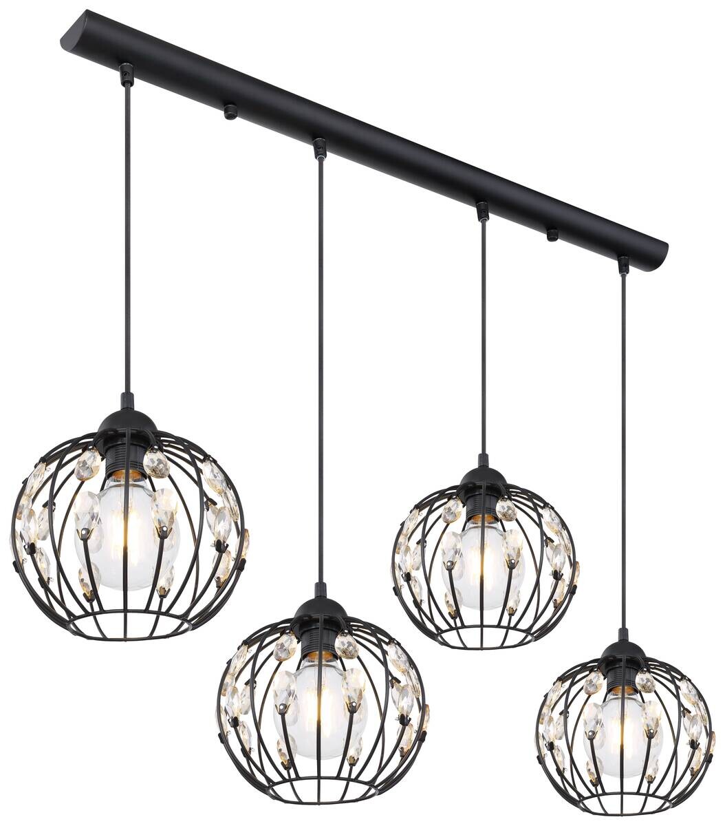 GLOBO Pendelleuchte HANAKO 16029-4H mattschwarz Metall B/H/L: ca. 20x120x80 cm E27 4 Brennstellen