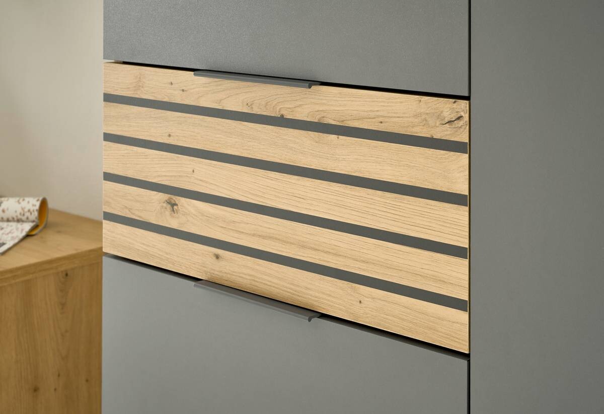 Schuhkommode Milan Eiche Artisan Nachbildung grau B/H/T: ca. 85x105x38 cm