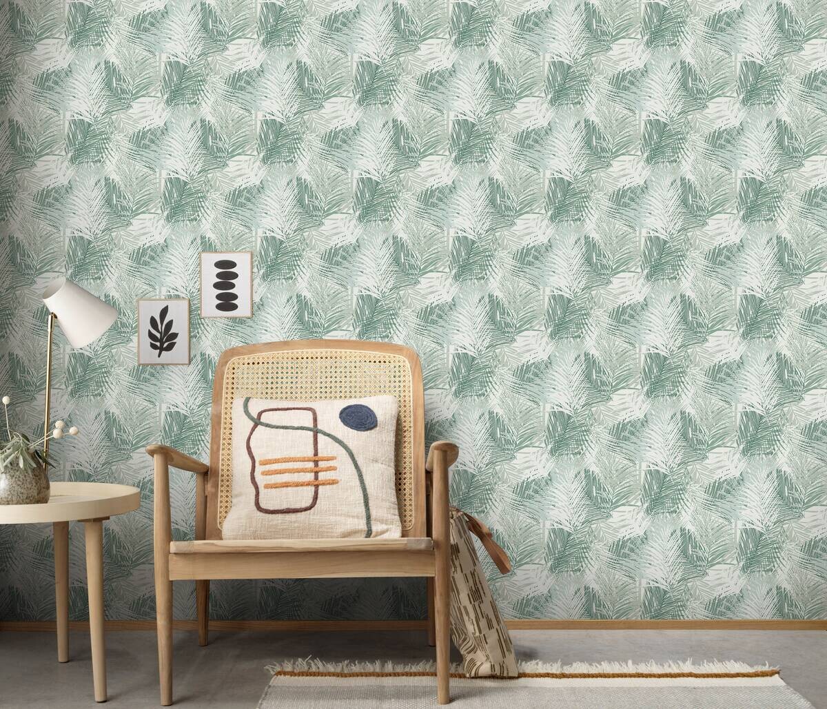 Erismann Vliestapete Palmenblätter grün weiß B/L: ca. 53x1005 cm