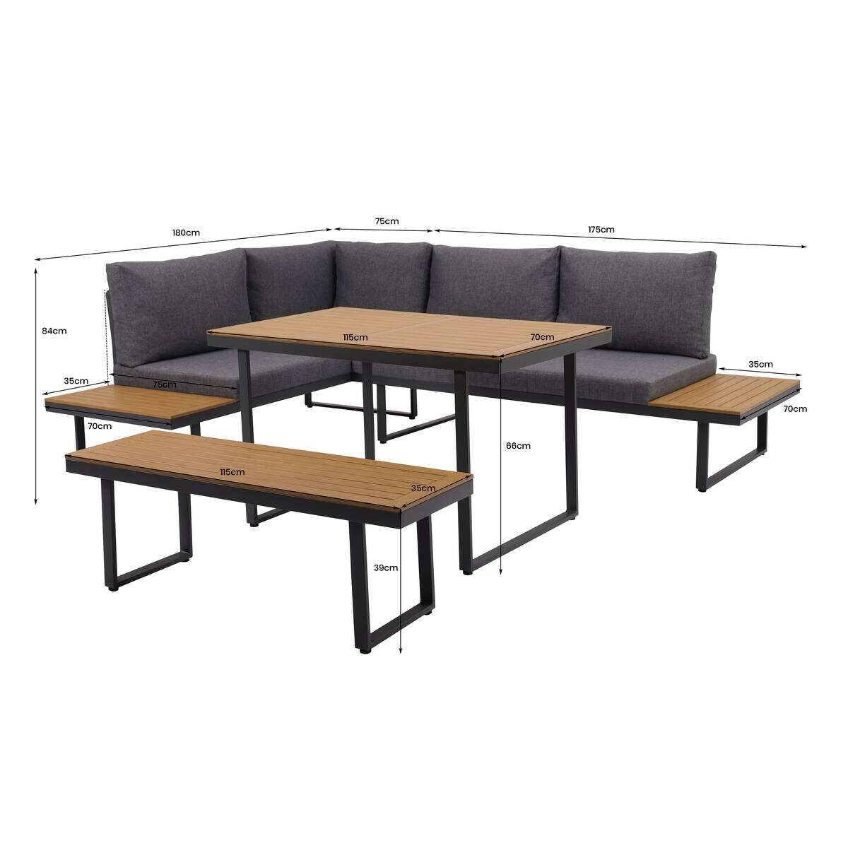 Loungeset Sevilla anthrazit Alu