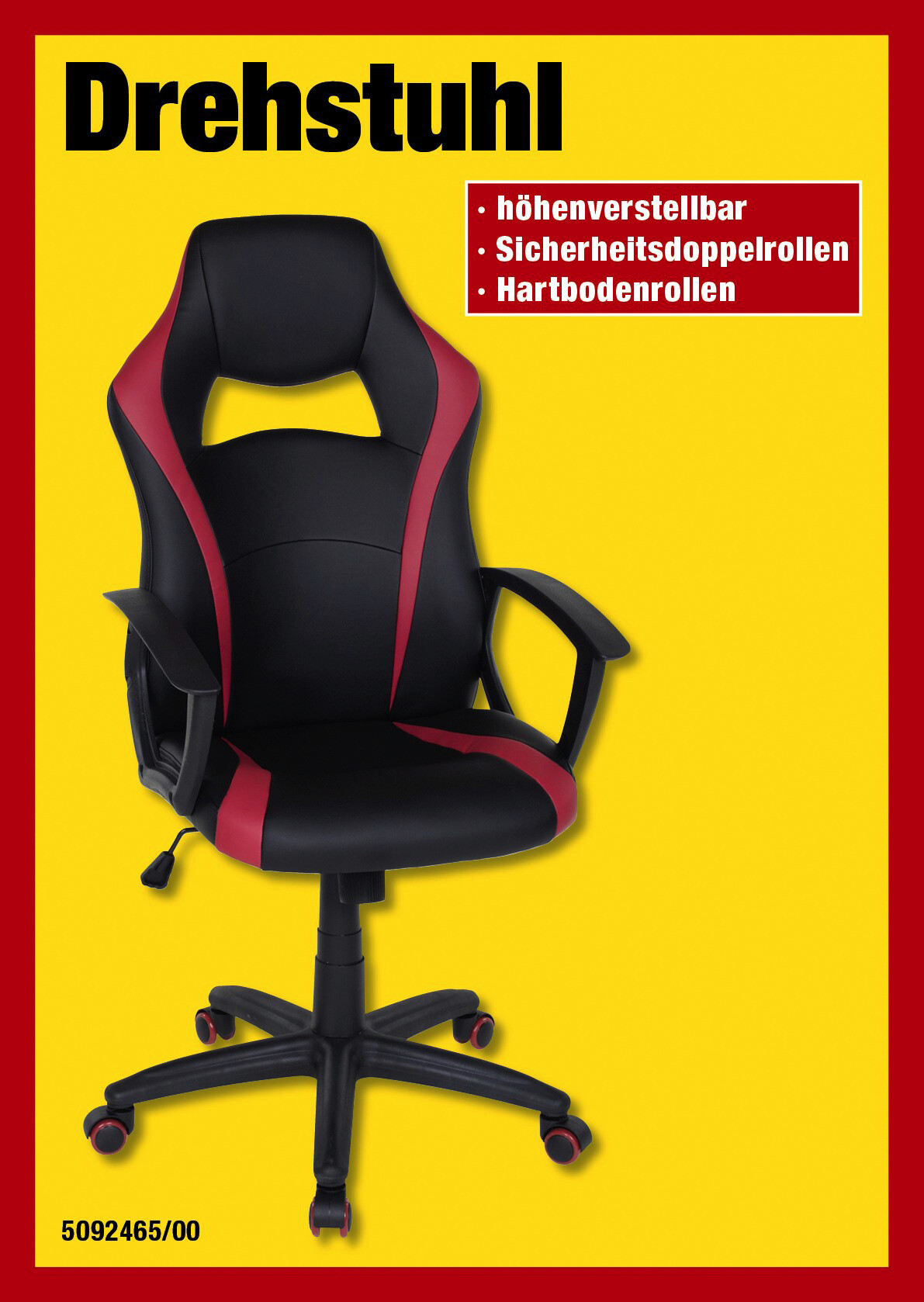 Chefsessel Adeon schwarz rot Kunstleder