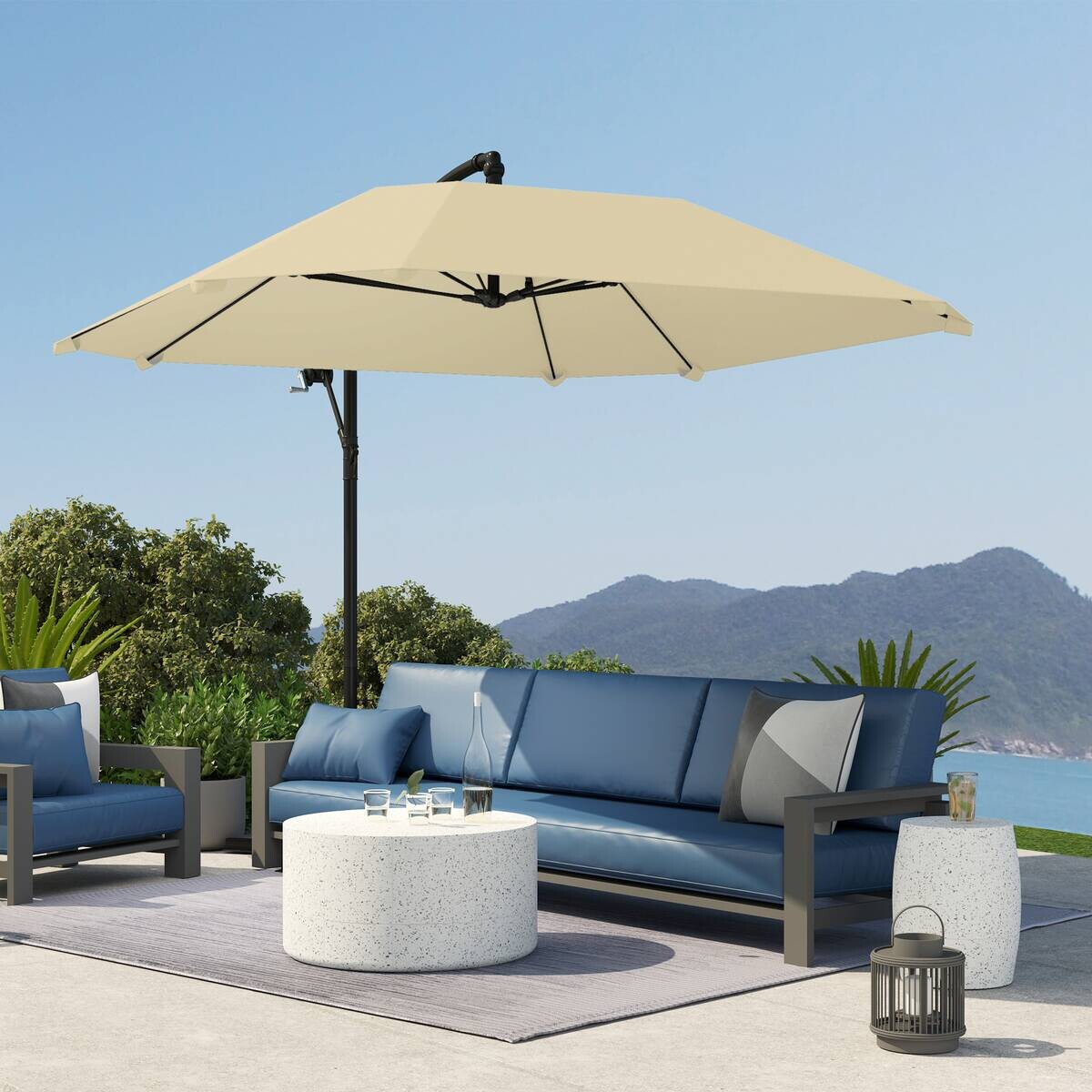 Outsunny Ampelschirm beige Polyester B/H/L: ca. 260x245x304 cm