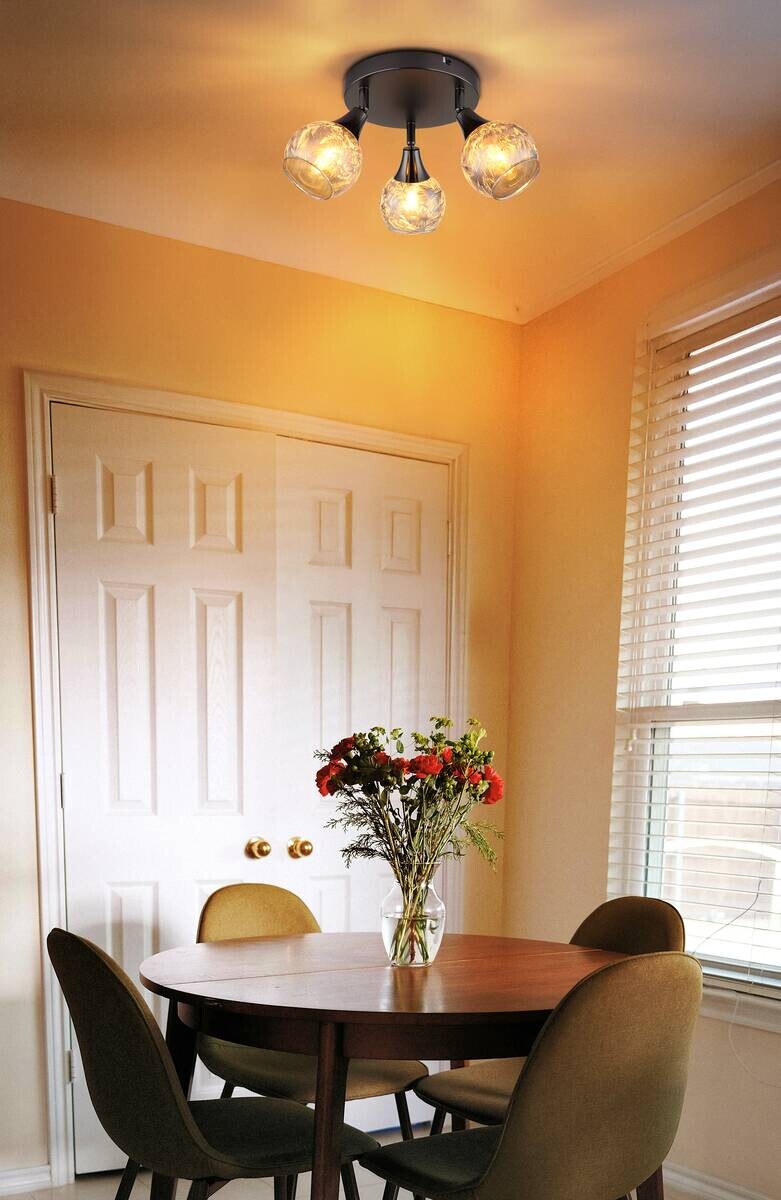 GLOBO Strahler schwarz Chrom Glas Metall B/H/L: ca. 14x22,5x23 cm E14 3 Brennstellen