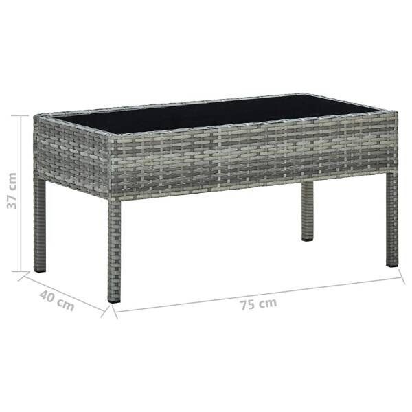 vidaXL Garten-Couchtisch grau Glas B/H/L: ca. 40x37x75 cm