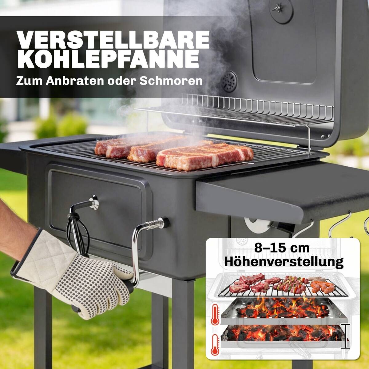 Outsunny Grill Metall B/H/L: ca. 65x115x112 cm