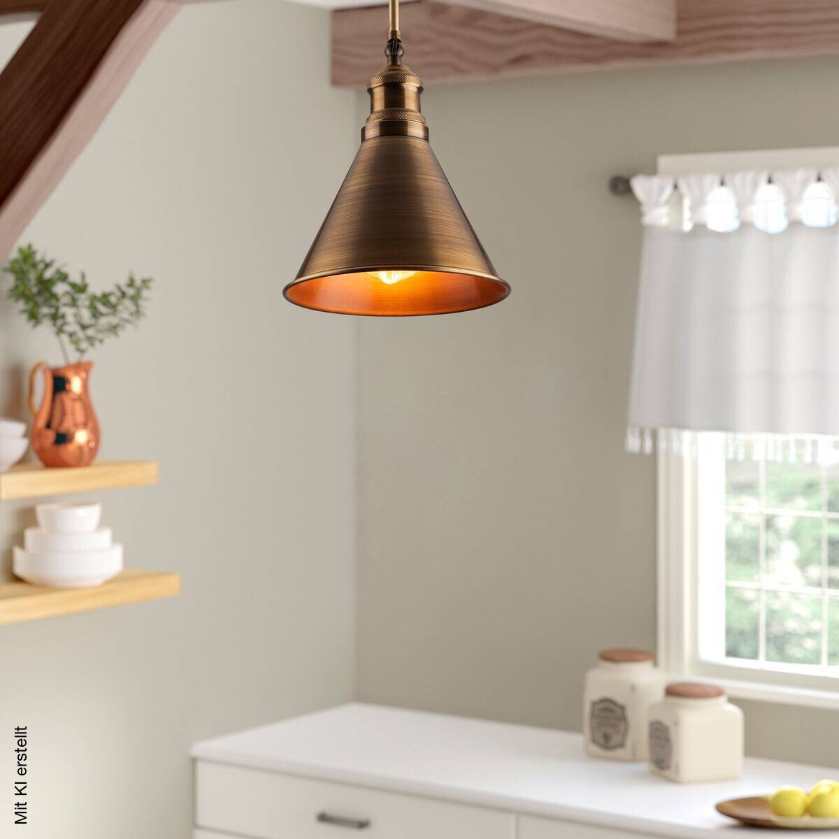 Opviq Pendelleuchte messing B/H/T: ca. 20x40x20 cm E27 1 Brennstellen