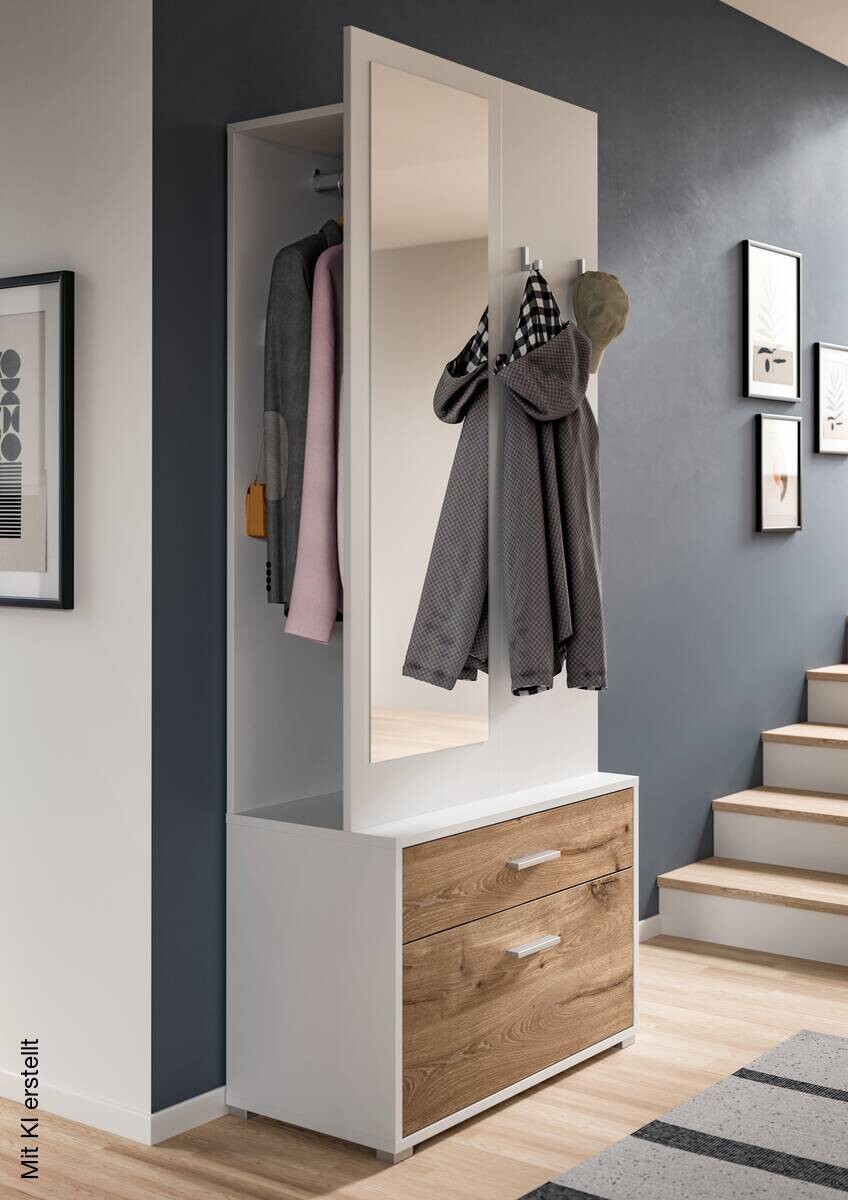 Garderobe POLO weiß Nox Oak Nachbildung B/H/T: ca. 80x190x38 cm