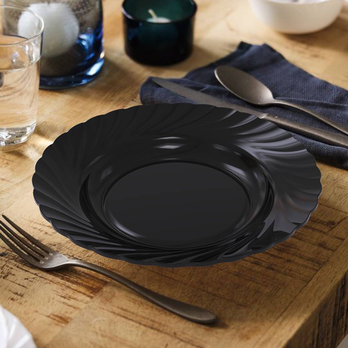 ARCOROC Essteller tief schwarz Opal-Hartglas D: ca. 22 cm