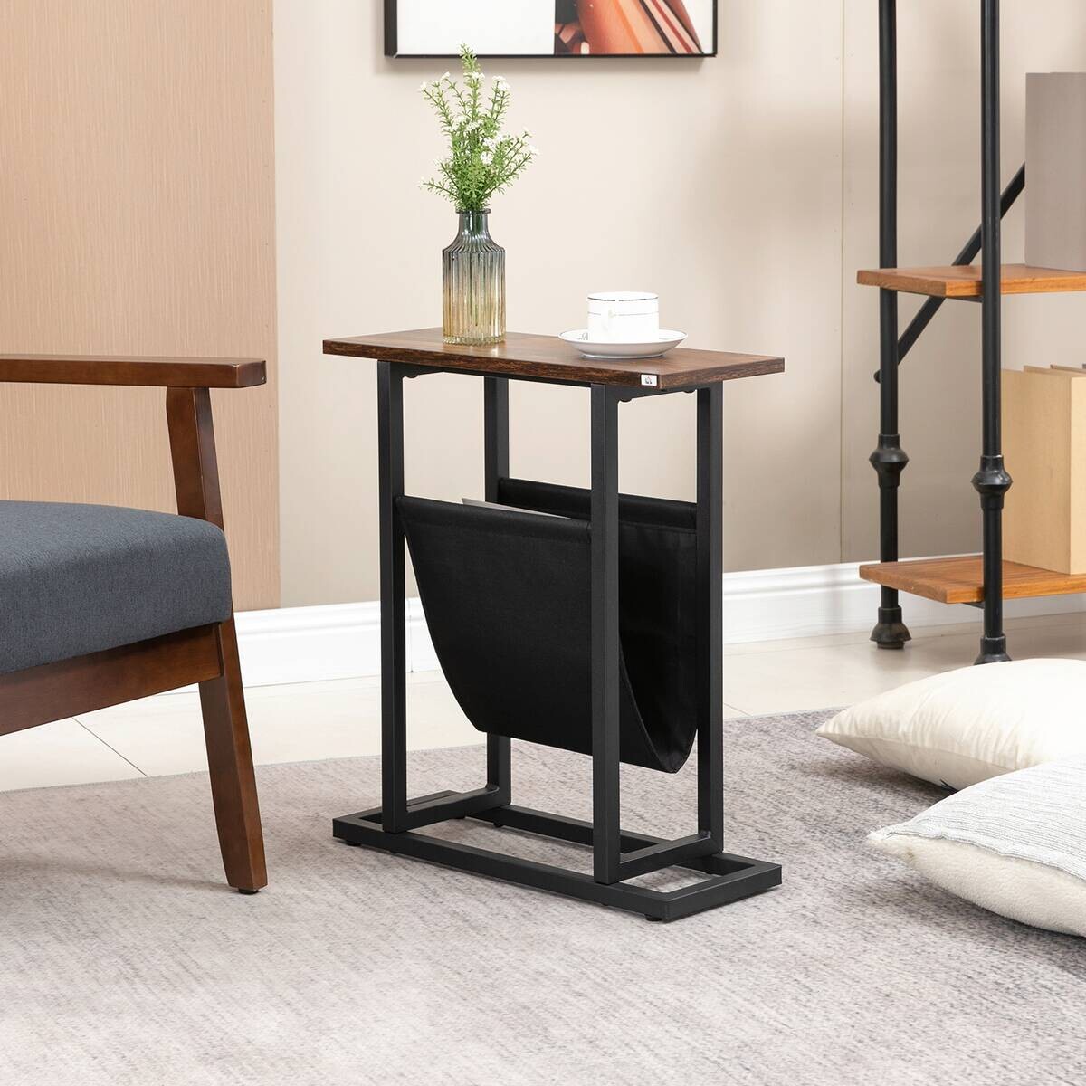 HOMCOM Beistelltisch schwarz Spanplatte B/H/L: ca. 19x49x55 cm