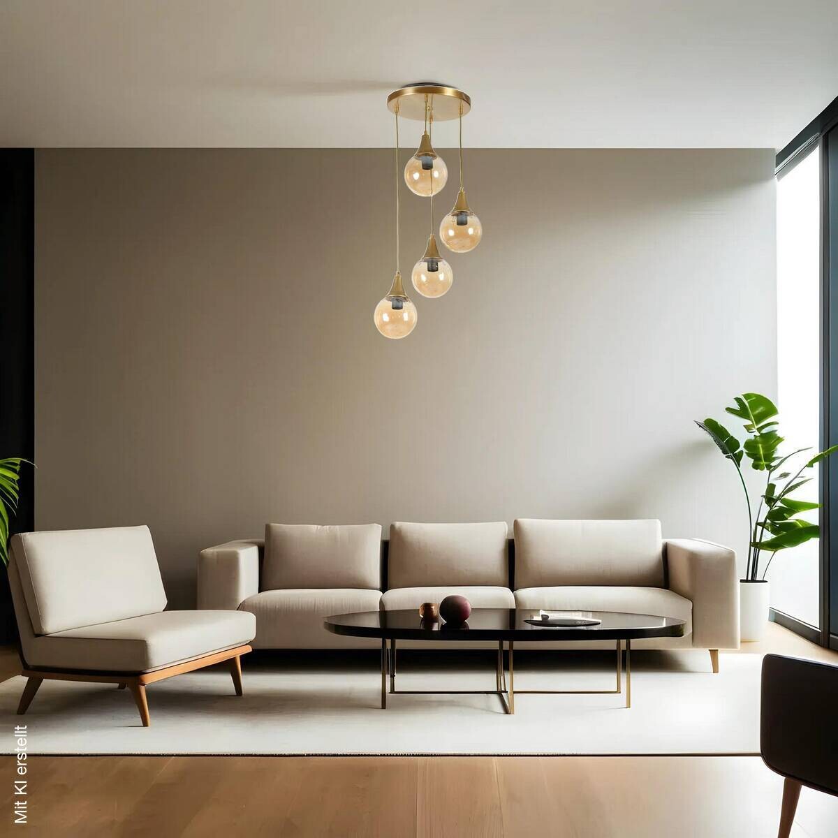 Pendelleuchte gold braun Metall Glas B/H/L/D: ca. 30x70x30x30 cm E27 1 Brennstellen
