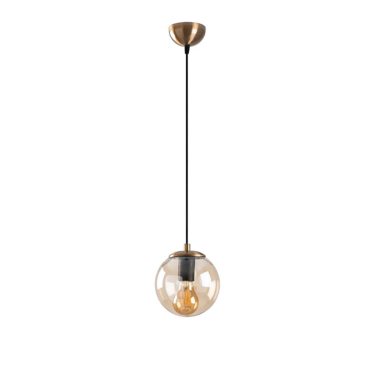 Opviq Pendelleuchte Efe gelb bronze Glas Metall B/H/T/L/D: ca. 15x110x15x15x15 cm E27 1 Brennstellen