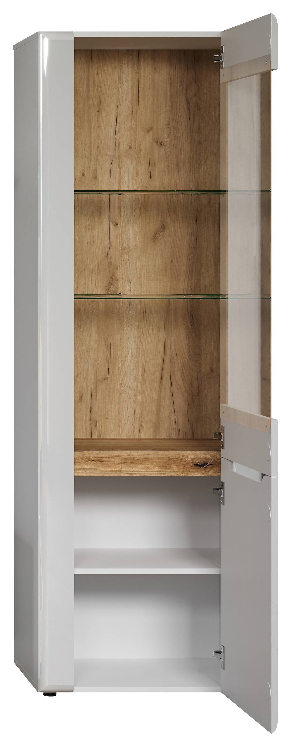 Vitrine Marlon Eiche Evoke Coast Nachbildung weiß Hochglanz B/H/T: ca. 65x192x40 cm