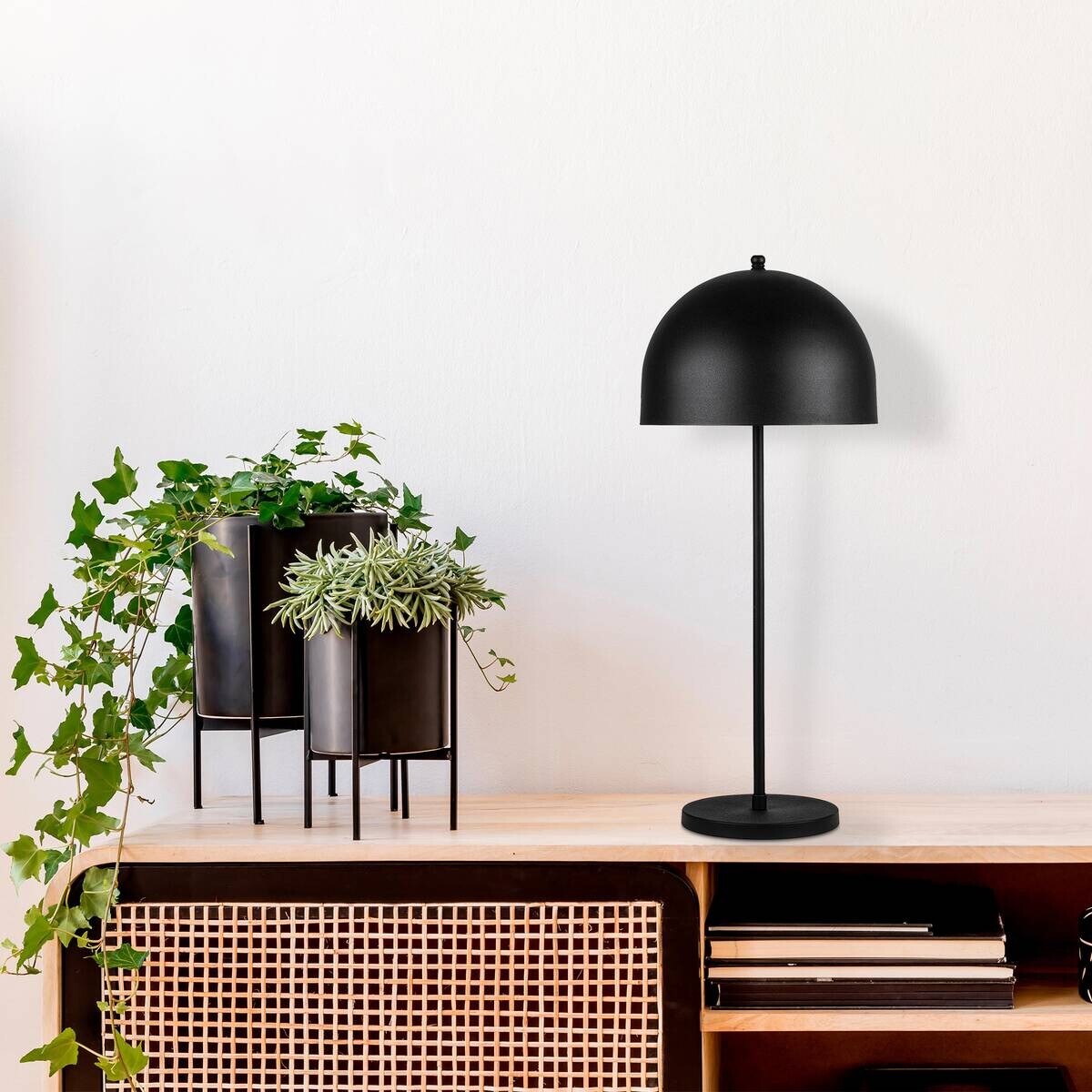 Opviq Tischleuchte schwarz Metall B/H/L: ca. 24x58x24 cm E14 1 Brennstellen