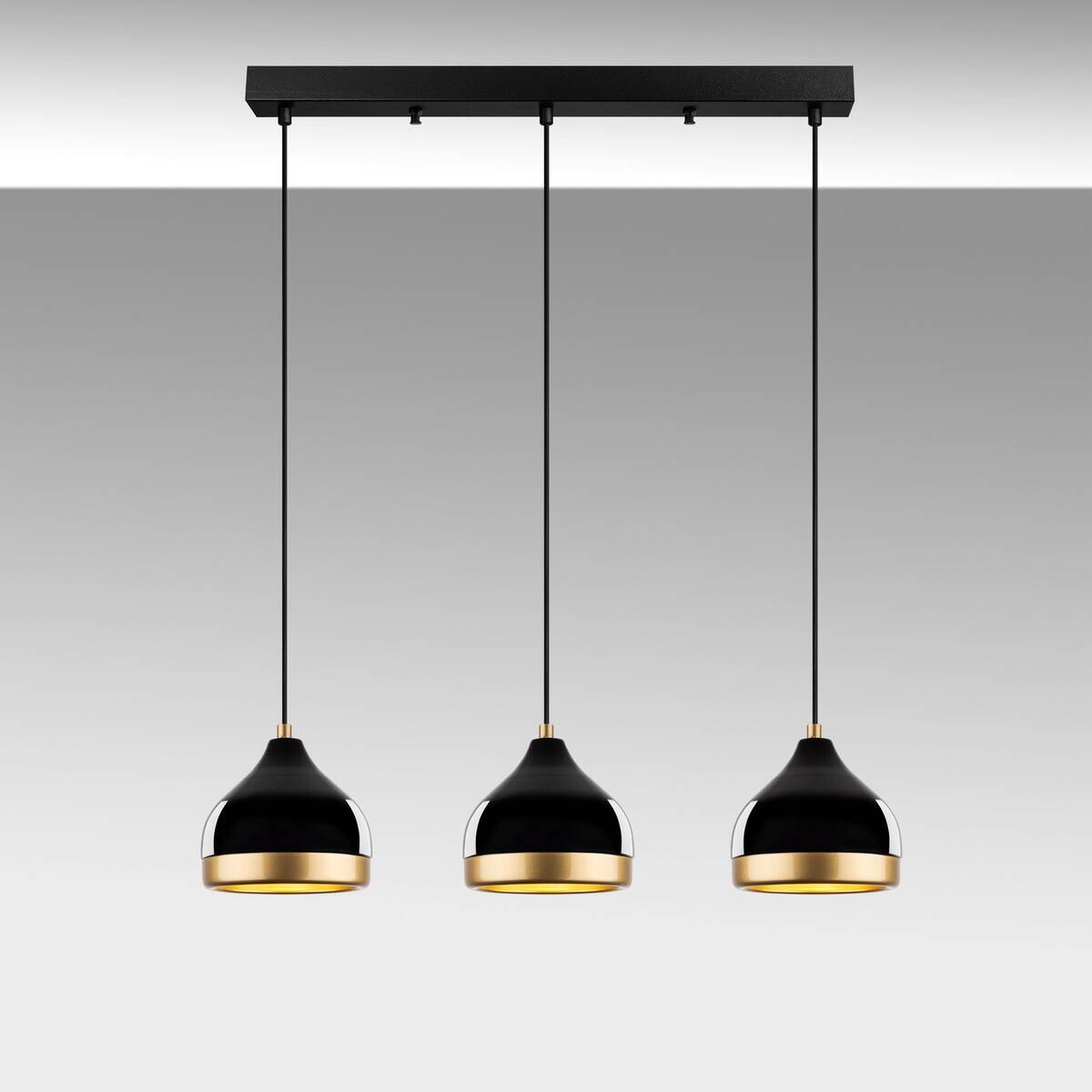 Opviq Pendelleuchte Yildo schwarz B/H/T/L: ca. 17x111x17x67 cm E27 3 Brennstellen