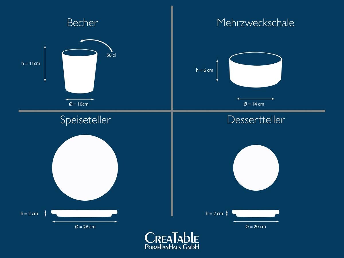 CreaTable Kombiservice Futuro schwarz Steinzeug 16 tlg.