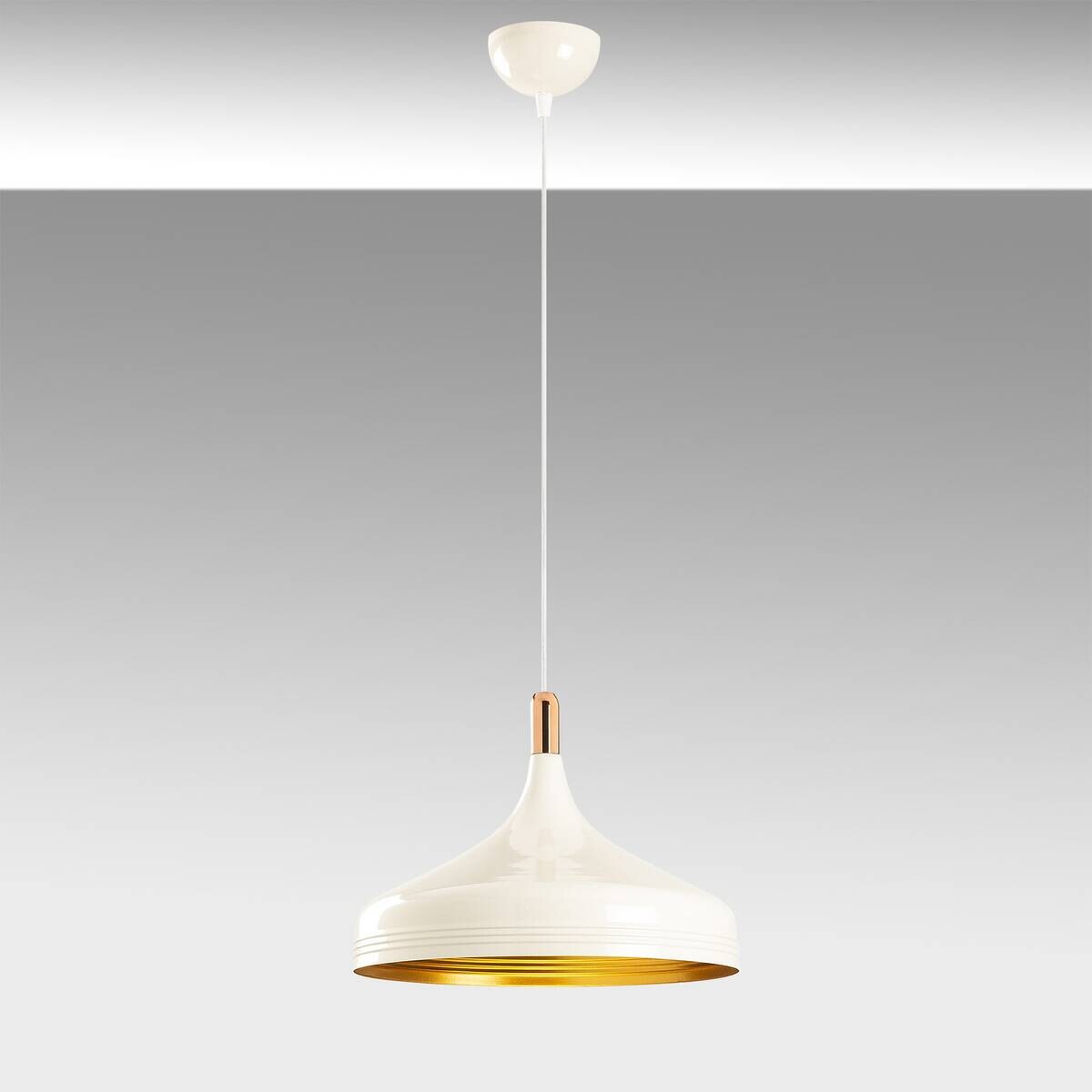 Opviq Pendelleuchte Saglam Kupfer gold weiß Metall B/H/T/L/D: ca. 36x124x36x36x36 cm E27 1 Brennstellen