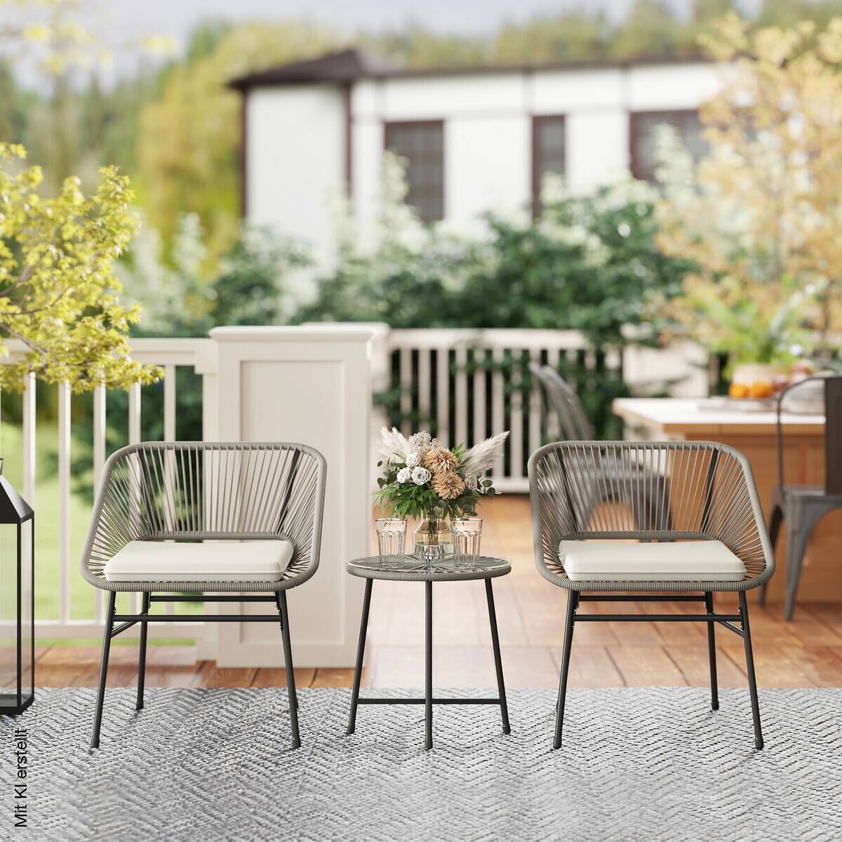 Outsunny Balkonmöbel-Set dunkelgrau Polyethylen B/H/L: ca. 63x76x65 cm