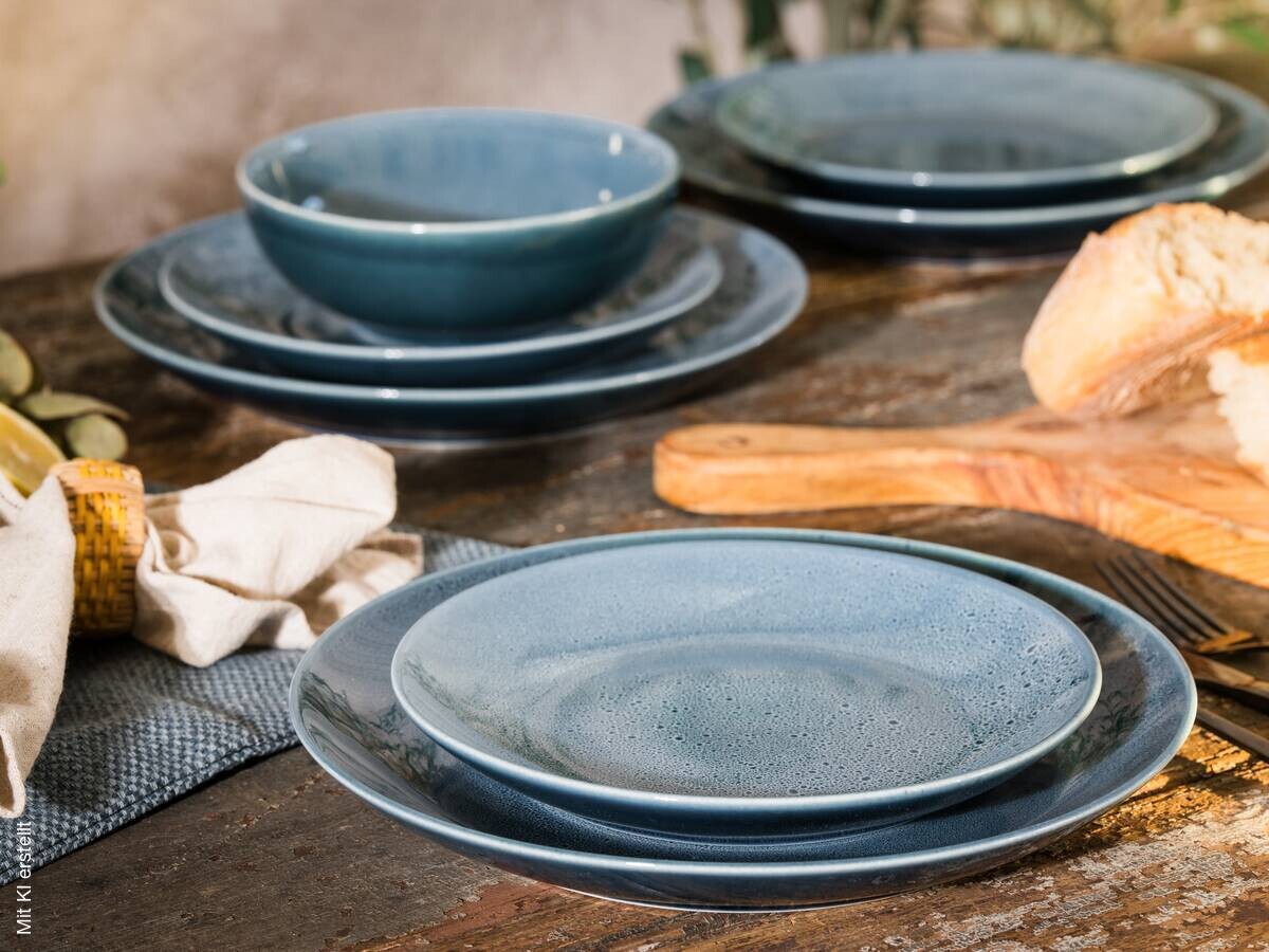 CreaTable Tafelservice Reactive BLUE petrol Keramik