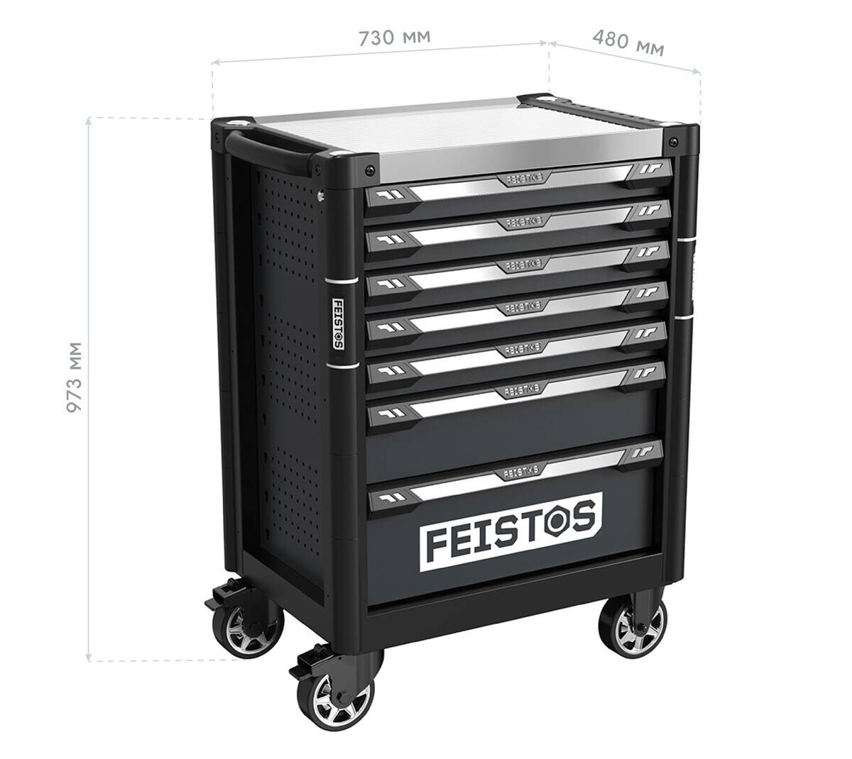 Werkstattwagen Mento schwarz B/H/L: ca. 73x98x48 cm