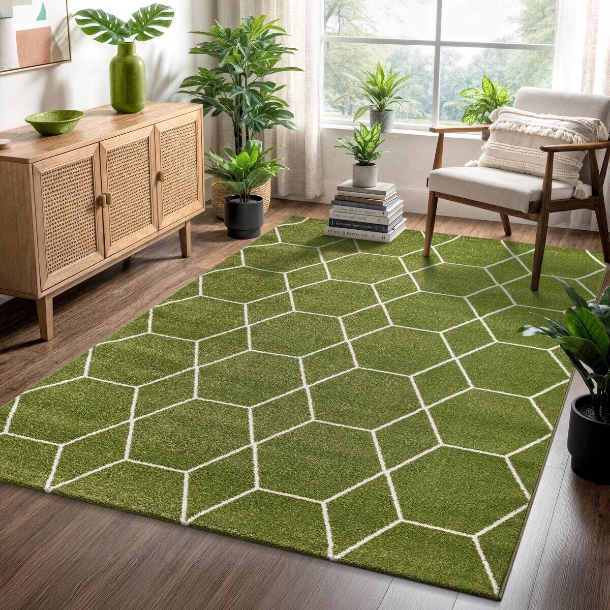 Sanat Teppich Trellis grün B/L: ca. 140x200 cm