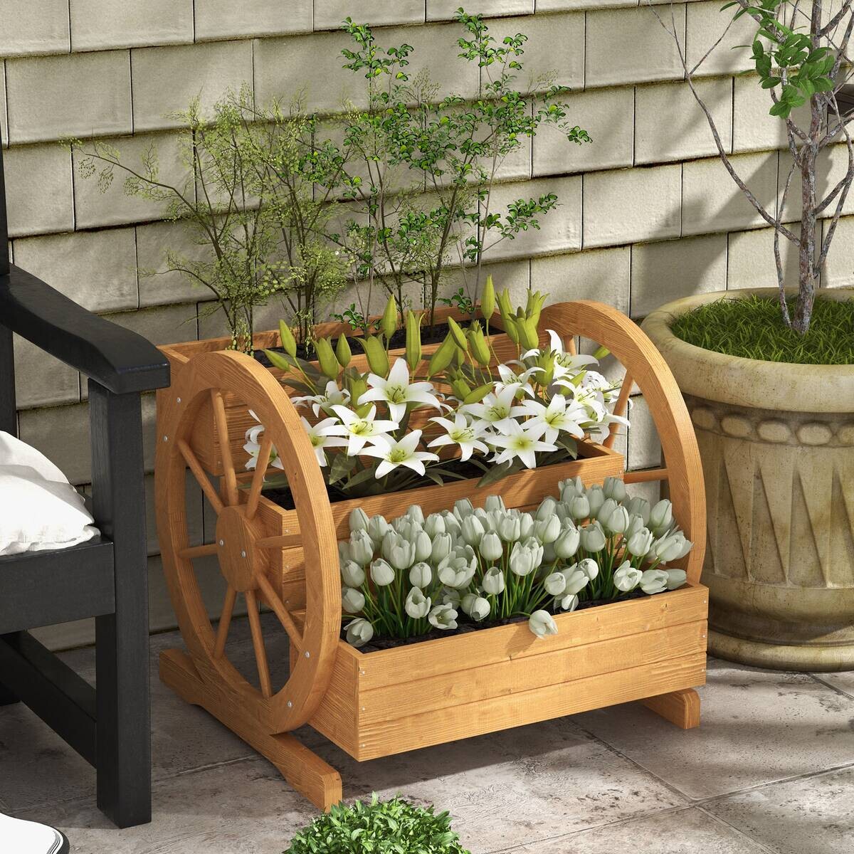 Outsunny Hochbeet natur Edelstahl B/H/L: ca. 62x61x57 cm