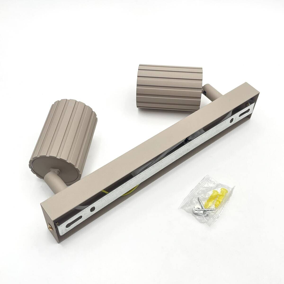 Lamkur Strahler Prisma beige Stahl B/H/L: ca. 6,5x16,5x30 cm 2 Brennstellen