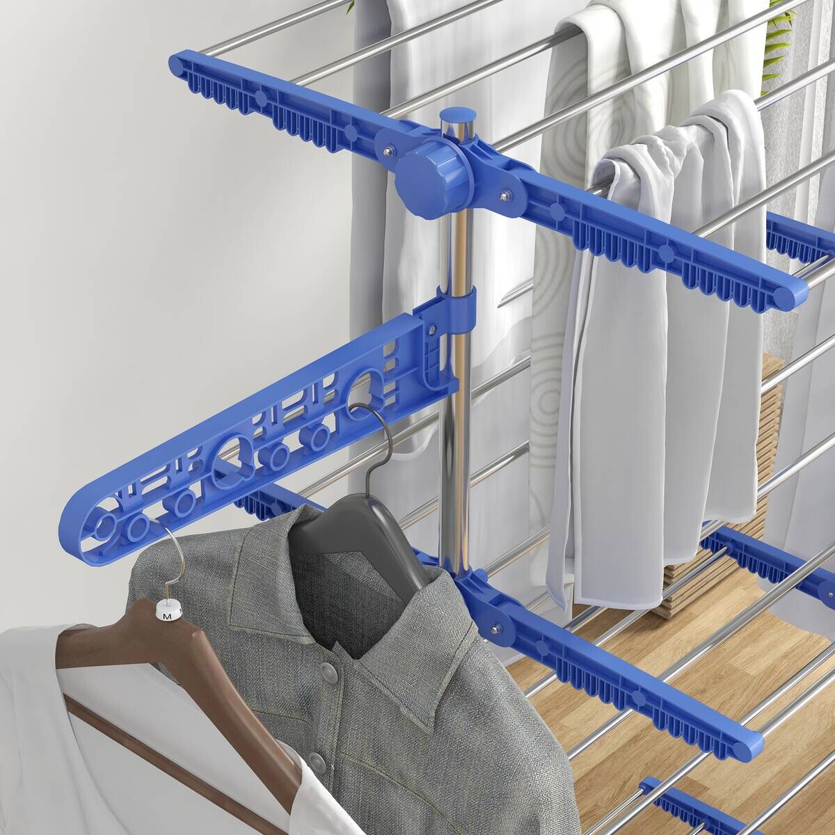 HOMCOM Wäscheständer blau Polypropylen B/H/L: ca. 55x142x172 cm
