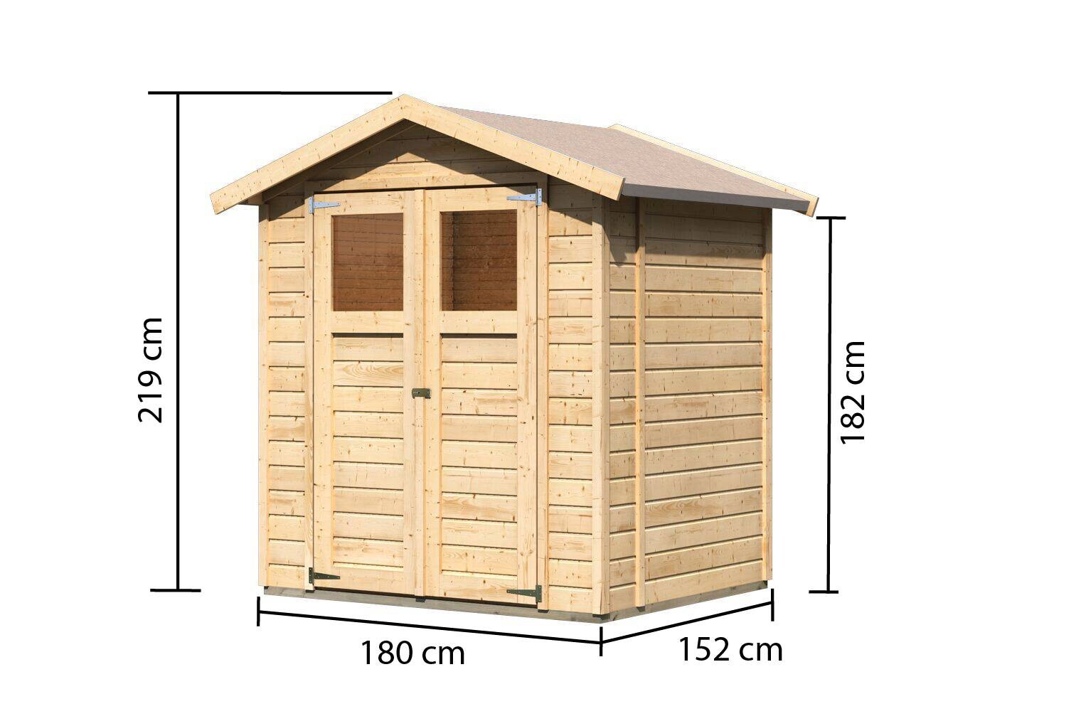 Karibu Gartenhaus Tito 2 natur B/H/T: ca. 180x222x152 cm