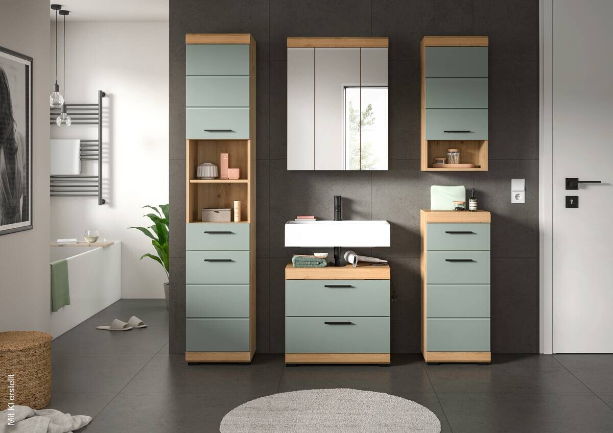 Badezimmer-Set Scout Eiche Artisan Nachbildung salbei Nachbildung B/H/T: ca. 164x191x37 cm