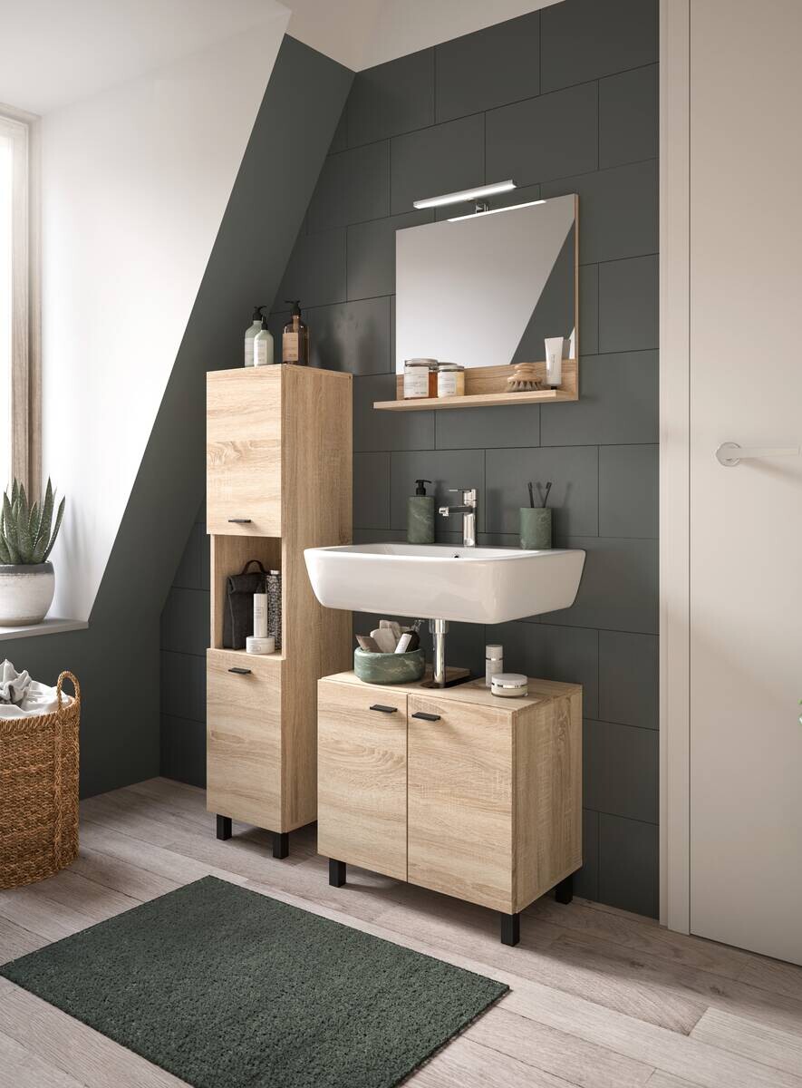 Badhochschrank BOSTON Eiche Sonoma Nachbildung B/H/T: ca. 30x125x29 cm