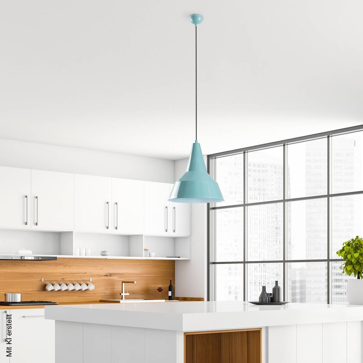 Opviq Pendelleuchte türkis B/H/T: ca. 30x131x30 cm E27 1 Brennstellen