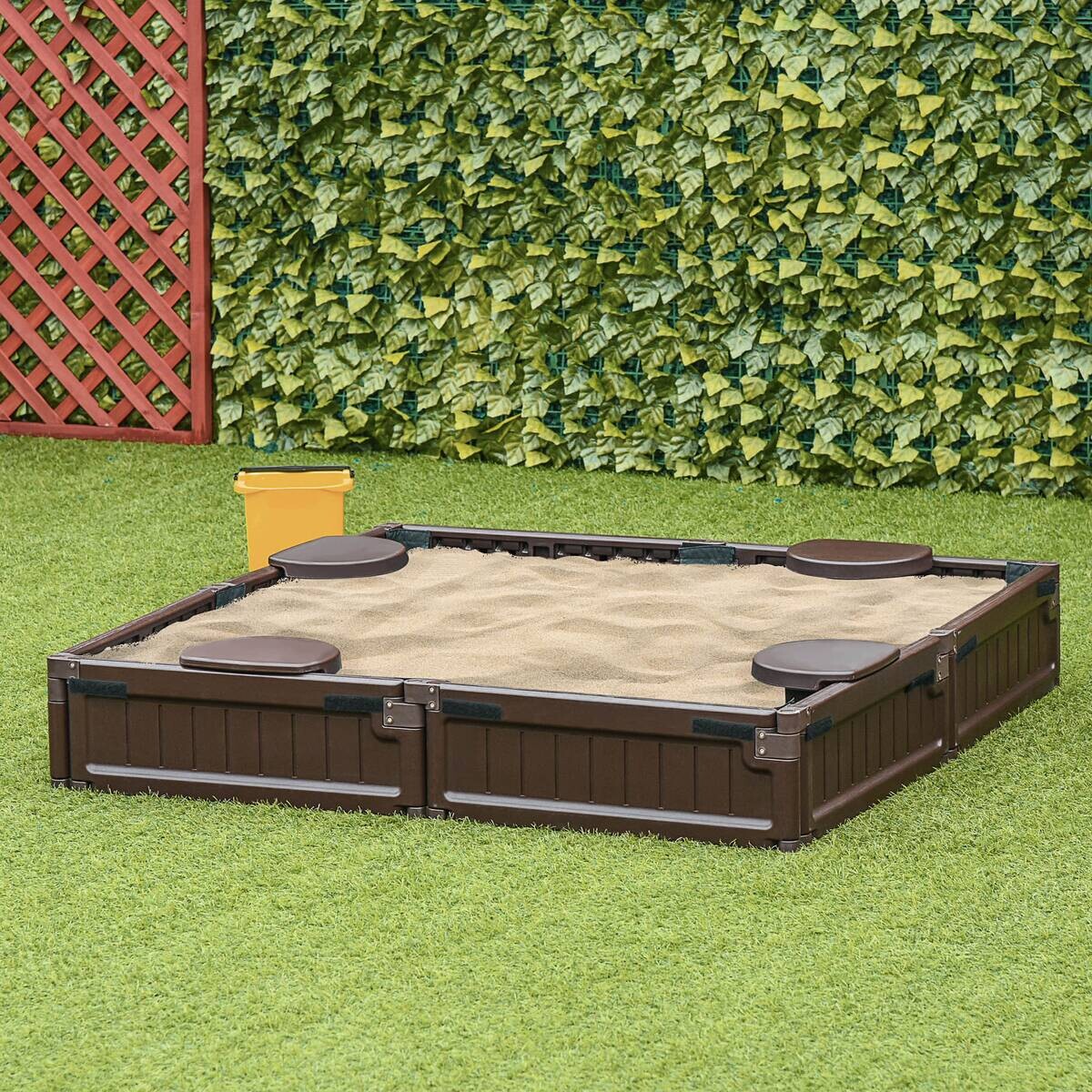 Outsunny Sandkasten braun B/H/L: ca. 123x21x123 cm