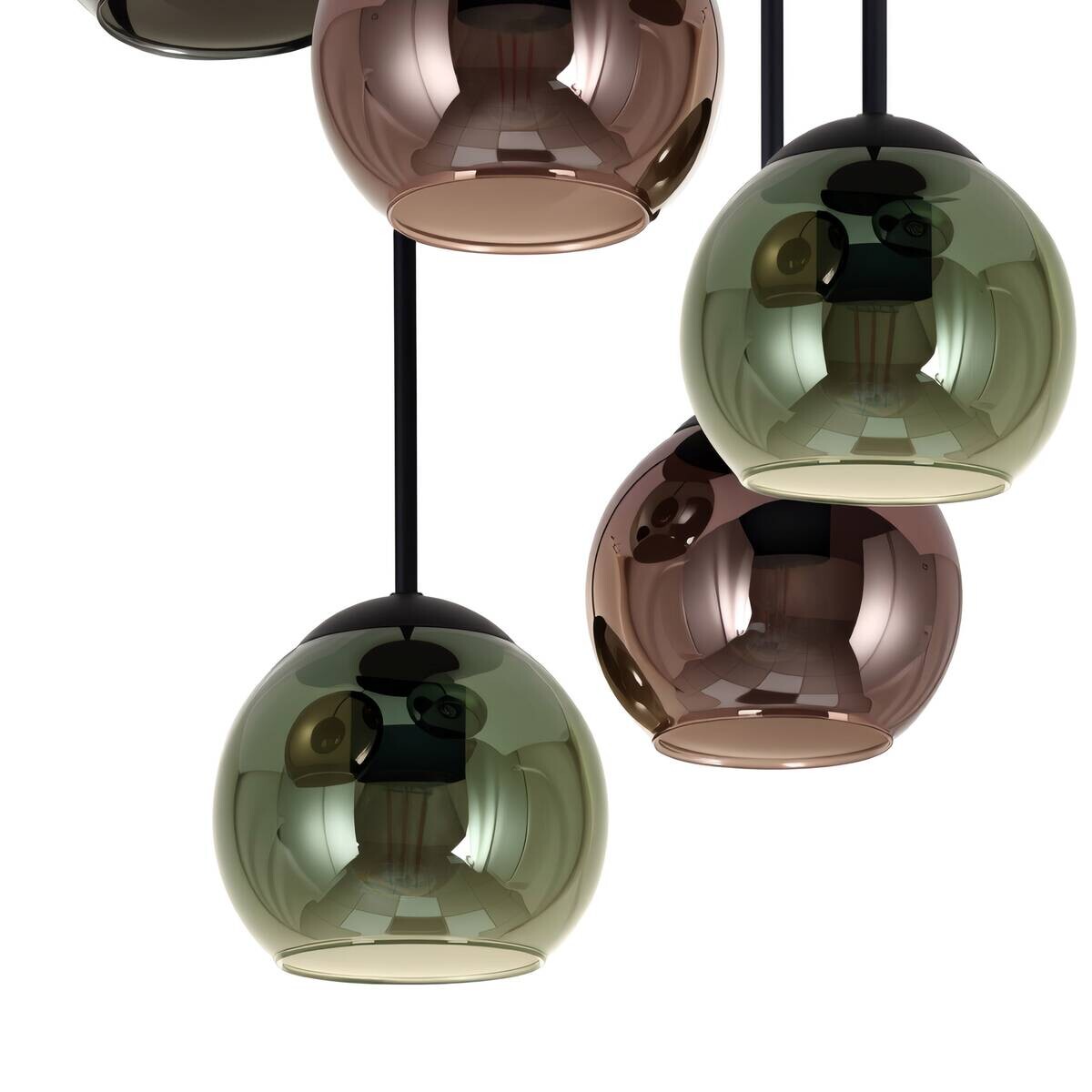 Pendelleuchte bunt Glas H/D: ca. 58,5x42 cm E27 5 Brennstellen