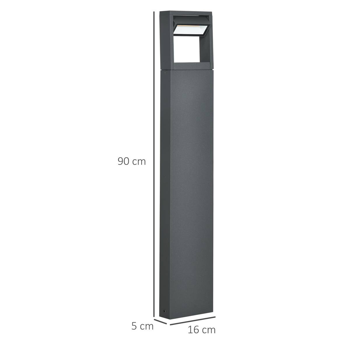 Gartenlampe mit LED dunkelgrau Aluminium Glas Gummi B/H/L: ca. 5x90x16 cm