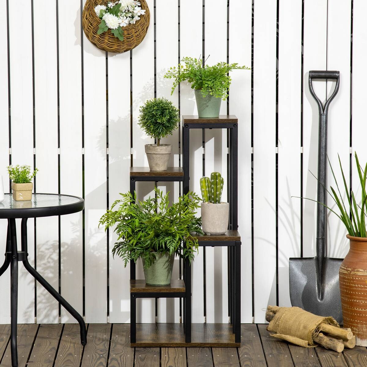 Outsunny Blumenständer braun MDF B/H/L: ca. 40x81x40 cm
