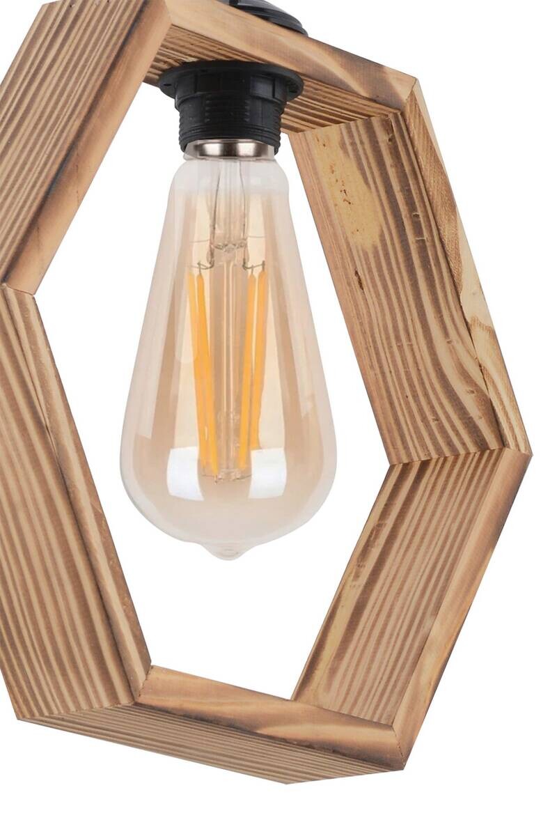 Opviq Pendelleuchte braun Holz B/H/T/L/D: ca. 30x70x30x30x30 cm E27 1 Brennstellen