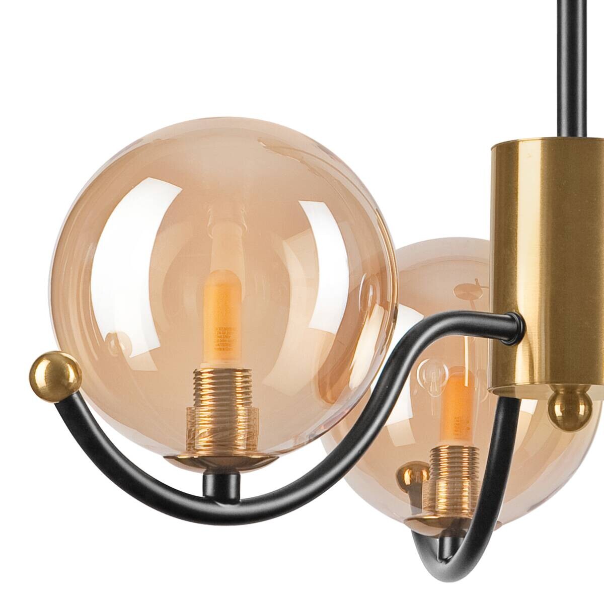 Lamkur Pendelleuchte GEORGIA 49274 schwarz gold Stahl Glas H/L: ca. 48,5x48 cm E27 3 Brennstellen