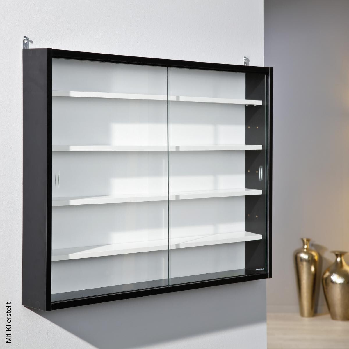 Vitrine Collecty schwarz weiß Holzwerkstoff B/H/T: ca. 80x60x10 cm