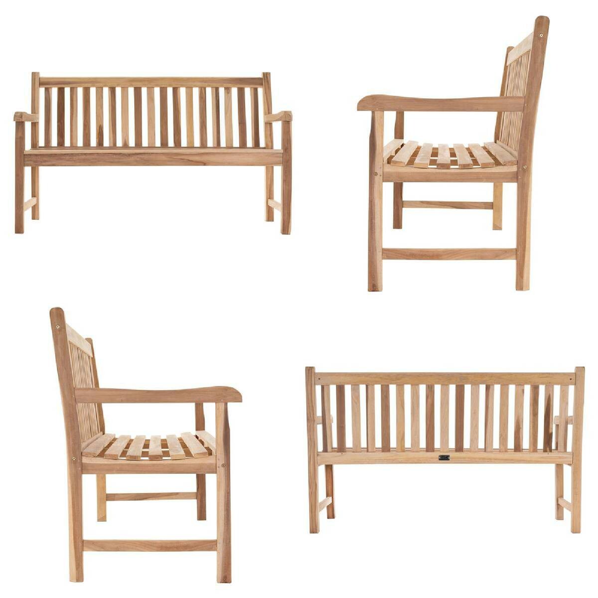 VCM Gartenbank braun Holz B/H/T/L: ca. 60x90x50x150 cm