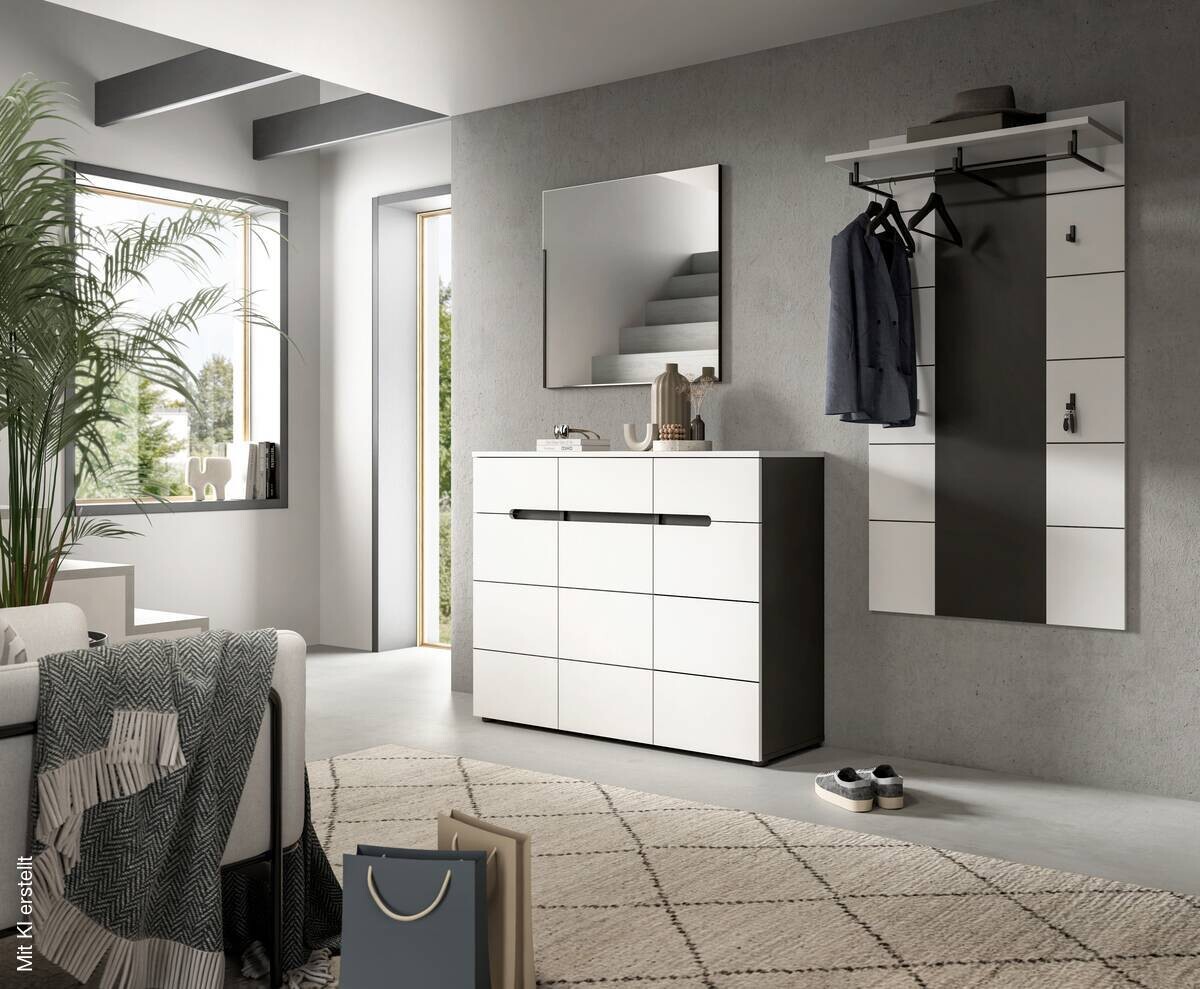 Garderobe Canu basaltgrau Nachbildung weiß B/H/T: ca. 215x190x37 cm