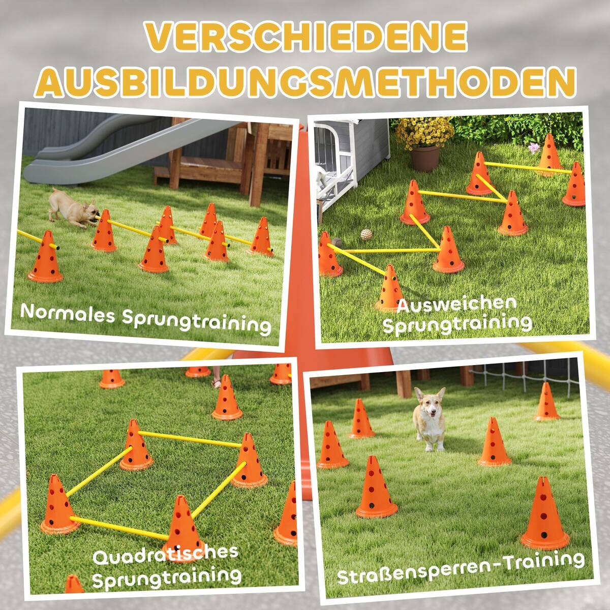 PawHut Hund Agility Set orange Kunststoff B/H/L: ca. 22,5x30x80 cm