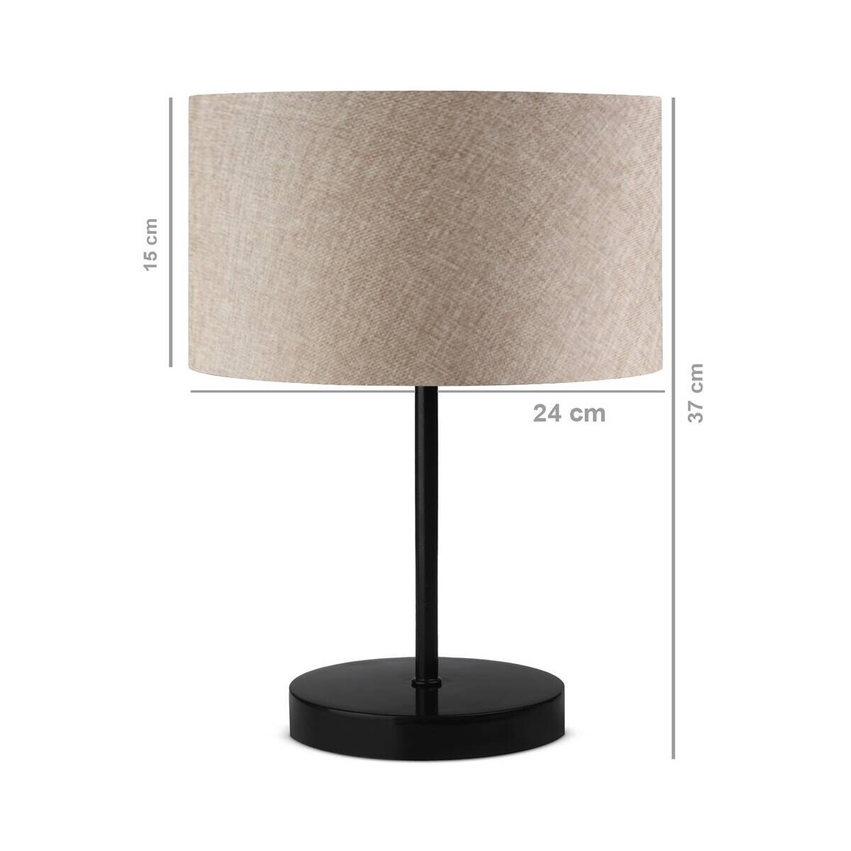Tischleuchte schwarz beige PVC Metall B/H/T/L: ca. 24x37x24x15 cm E27 1 Brennstellen