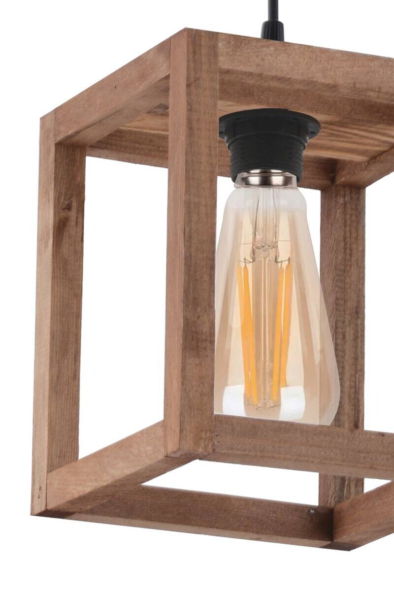 Opviq Pendelleuchte Cube braun Holz B/H/T/L/D: ca. 16x60x16x16x16 cm E27 1 Brennstellen