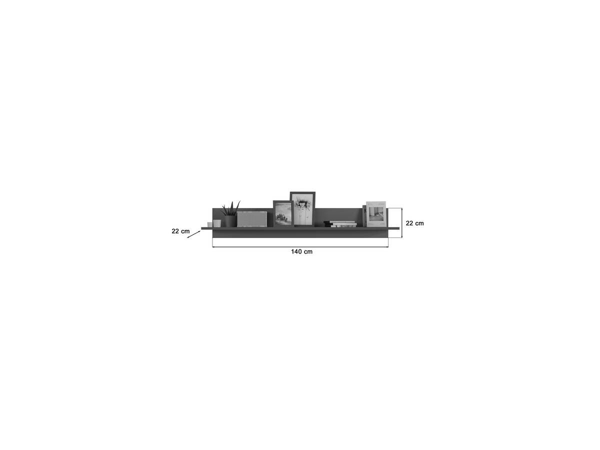 Wandboard Freno grau matt B/H/T: ca. 140x22x22 cm